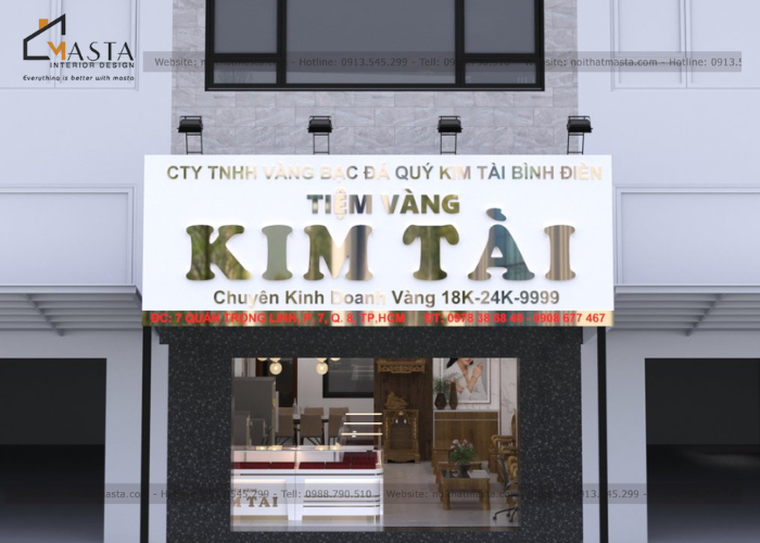 Thiết kế tiệm vàng Kim Tài kết hợp nội thất nhà ở chị Tường Vy, Quận 8